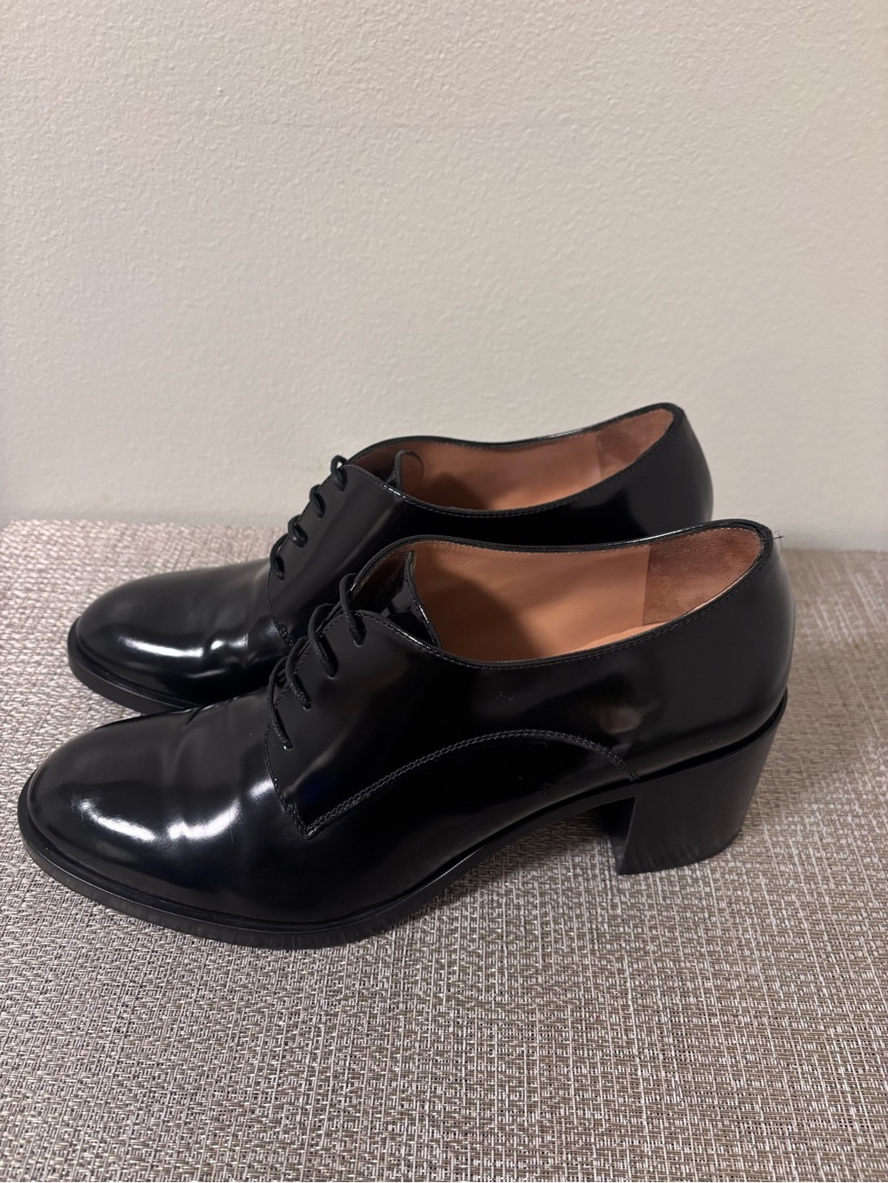 Fratelli Rossetti Black Patent Leather Lace-Up Heeled Oxford